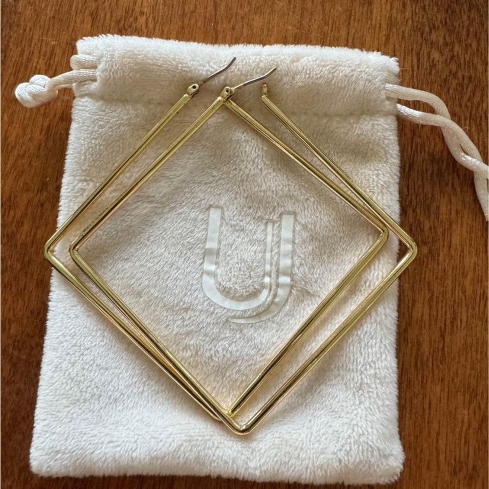Uncommon James Girl Boss Large Square Gold Earrings